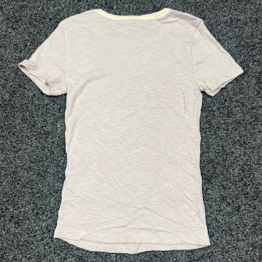 Lilla P Lavender Purple Pima Cotton Modal Ribbed Ringer Tee XS Short Sleeve - Picture 4 of 6